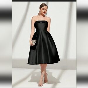 SHEIN Black Strapless Party Dress